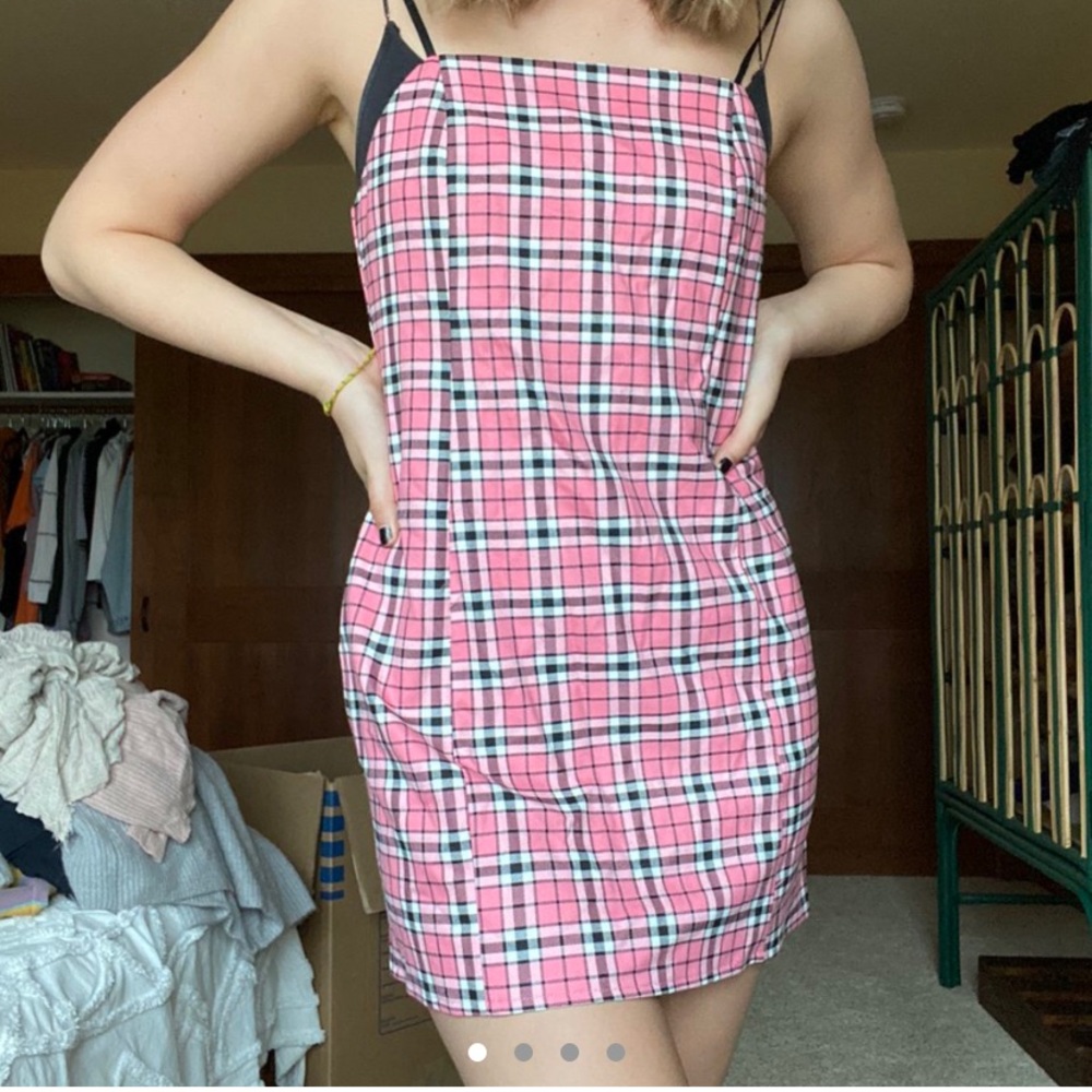 slip trendy plaid whirl dress